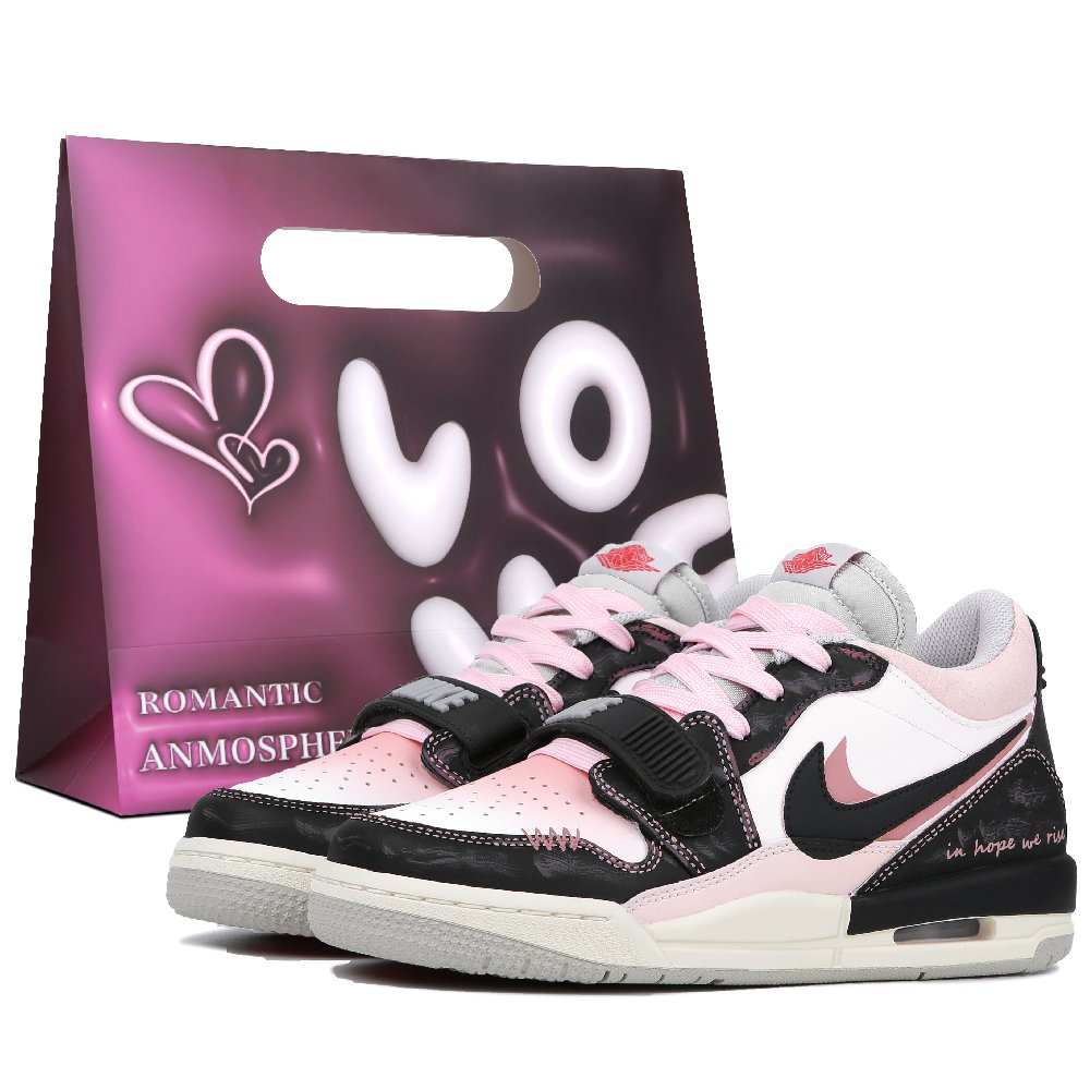 Jordan Legacy 312 Low Blackberry Lover Slip-Resistant Low-Top Vintage Basketball Shoes GS Black Pink