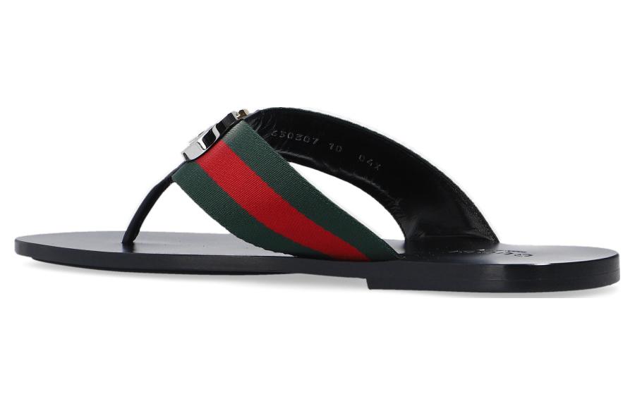 GUCCI Web Striped Thong Sandals