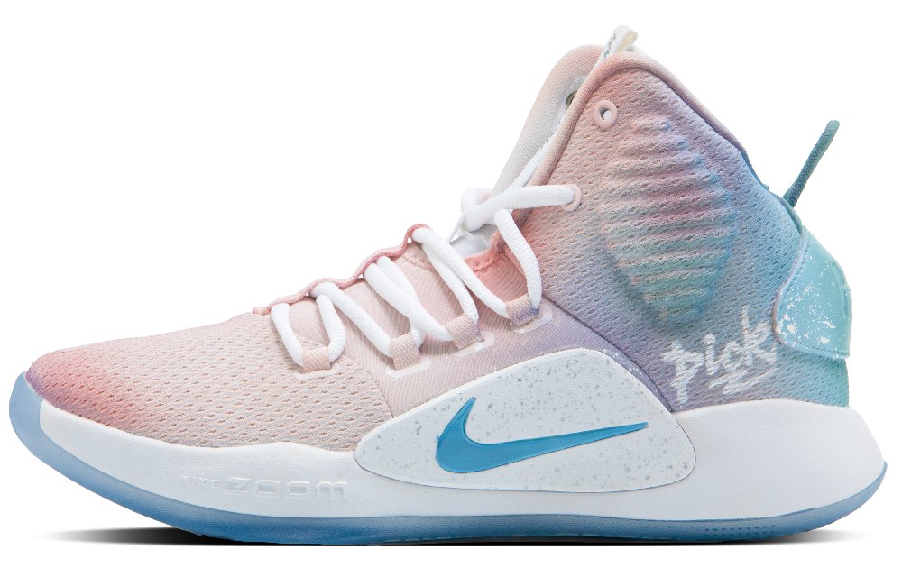 Nike Hyperdunk X Heartbeat Summer Anti-Slip And Wear-Resistant Breathable High-Top Basketball Shoes Men's Blue Pink