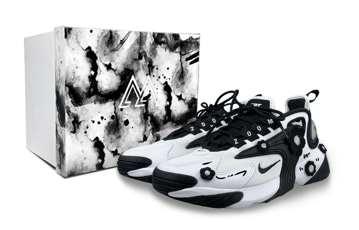 Nike Zoom 2K Shock Absorbers Slip Resistant Breathable Mid top Running Shoes Unisex Black White