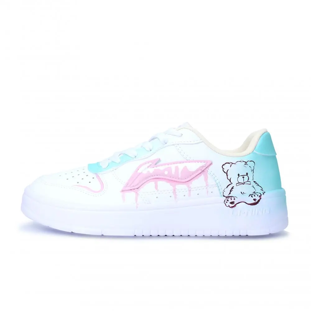 LiNing Pontoon Boats Abrasion Resistant, Lightweight, And Breathable Low top Skateboard Shoes Unisex White Pink Blue