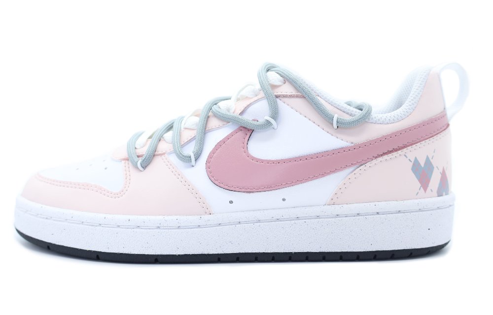 Nike Court Borough Low-Top Skateboard Shoes GS Pink Gray
