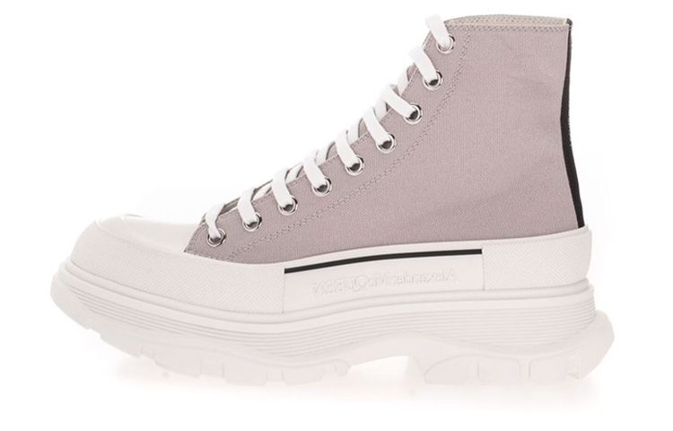 Alexander McQueen Canvas Tread Slick High Top Sneakers 'Grey White'