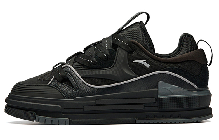 Anta Bump Puffy Shoes Wear-Resistant Slip-Resistant Low-Top Skateboard Shoes Men's Black