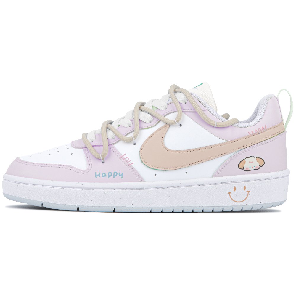 Nike Court Borough Low Pineapple Bear 2 Anti-Slip Wear-Resistant Low-Top Skateboard Shoes GS Light Pink
