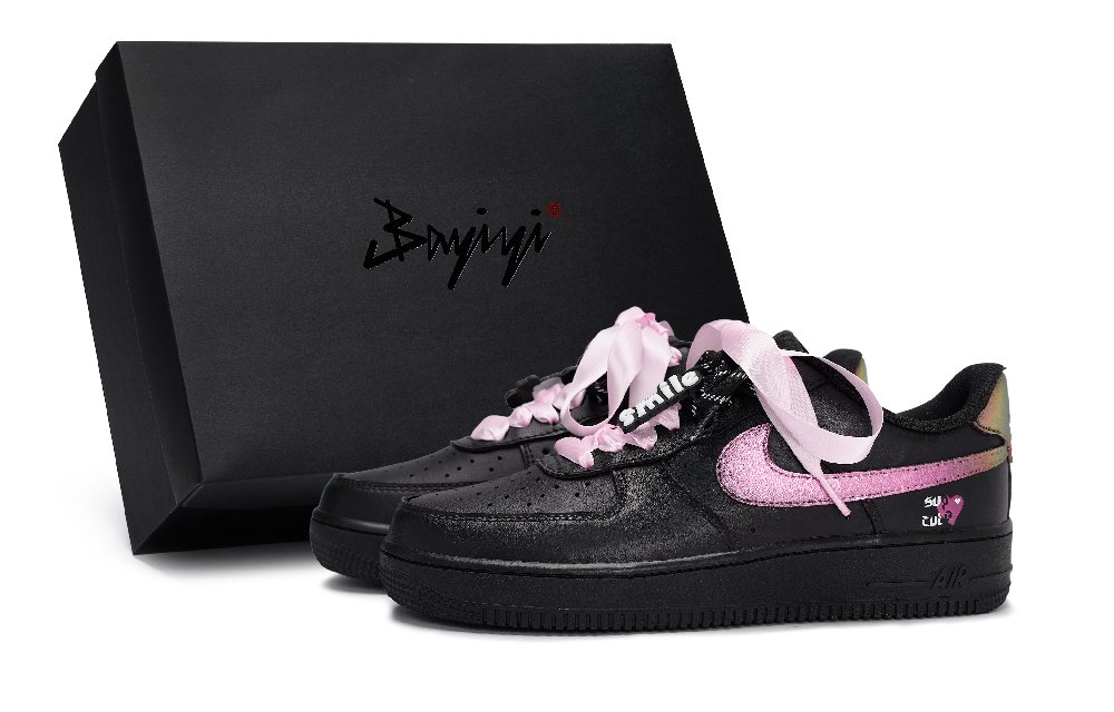 Nike Air Force 1 Yabi Sweetheart Slip-Resistant Low-Top Skateboard Shoes Unisex Black Pink Rose Gold