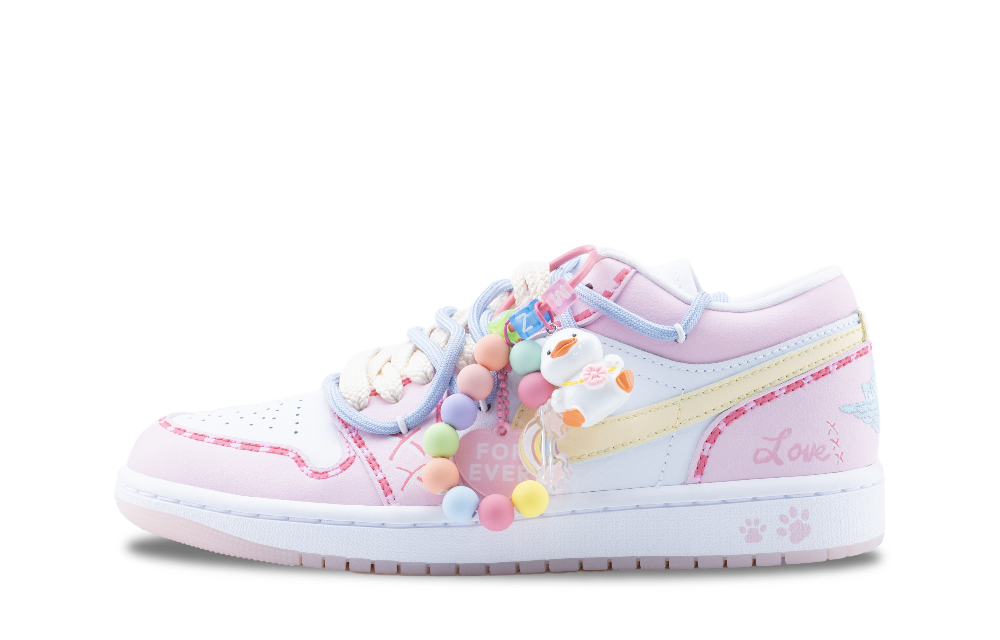 Jordan Air Jordan 1 Anti Slip Wear Resistant Low Top Vintage Basketball Shoes Unisex Pink