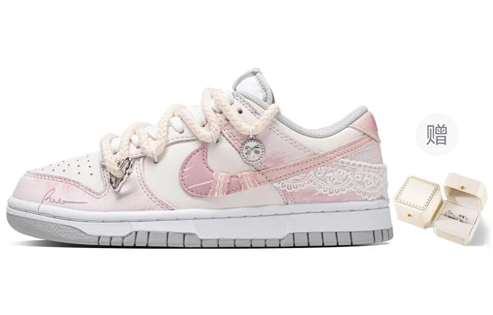 Nike Dunk Gilded Pink Journal Abrasion Resistant Low Top Skateboard Shoes Women's Beige Pink