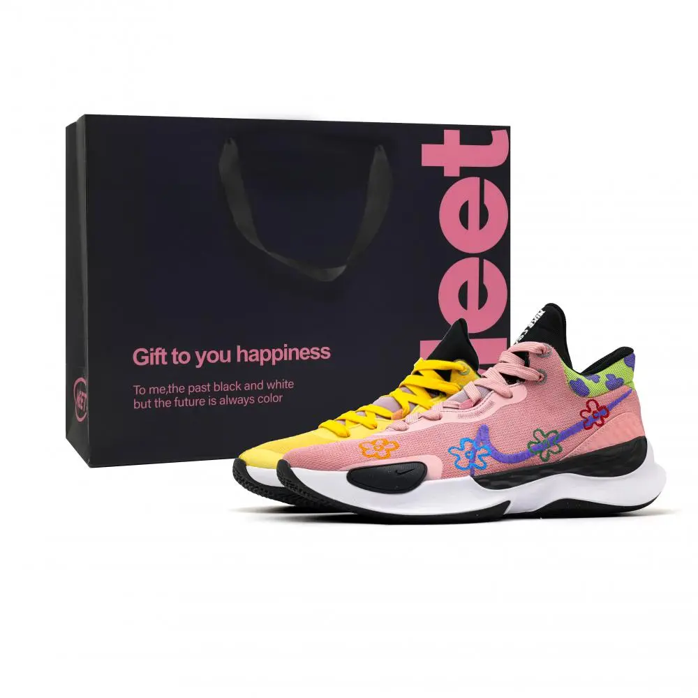 Nike Renew Elevate 3 Heartbeat Moments Low top Basketball Shoes Men's Yellow Pink