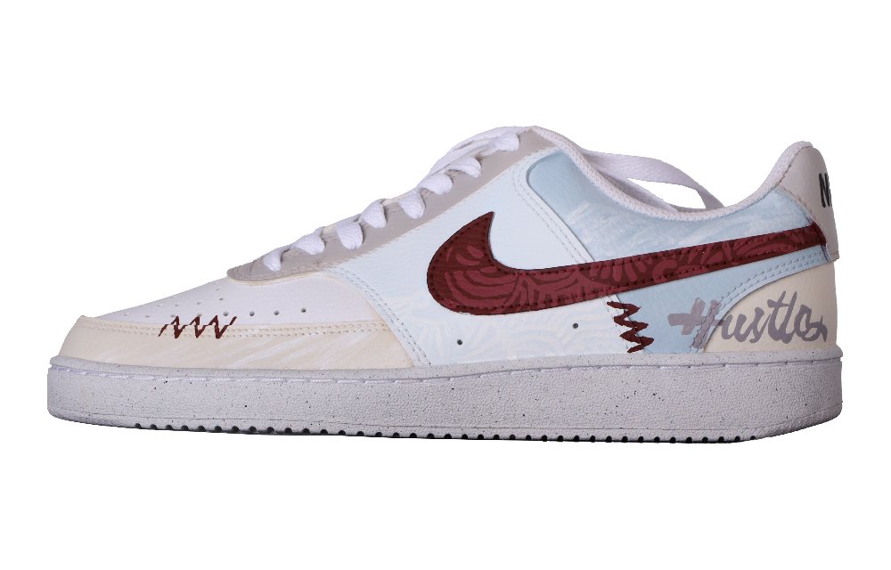 Nike Court Vision 1 Sea Abrasion Resistant Low Top Skateboard Shoes Men's Beige Blue