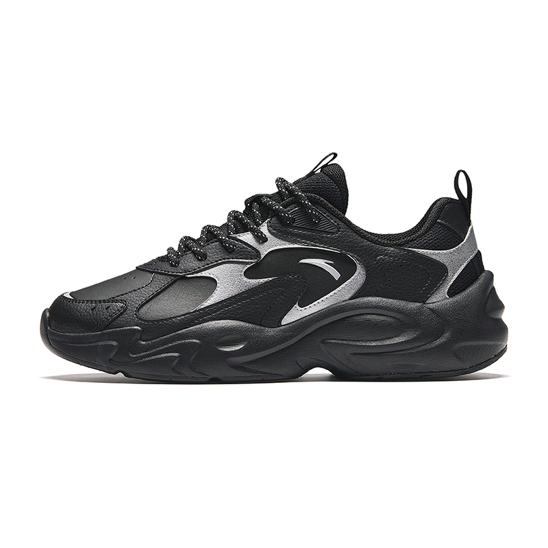 Anta Life Collection Anti Slip Wear Resistant Low Top Chunky Sneakers Men's Black Silver