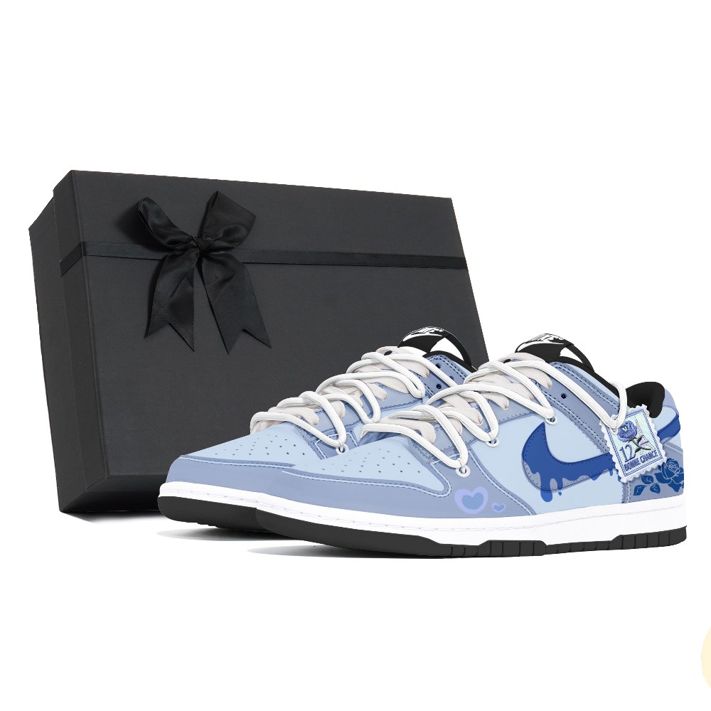 Nike Dunk Dust Collection Slip Resistant, Abrasion Resistant, Lightweight Low Top Skateboard Shoes Unisex White Blue