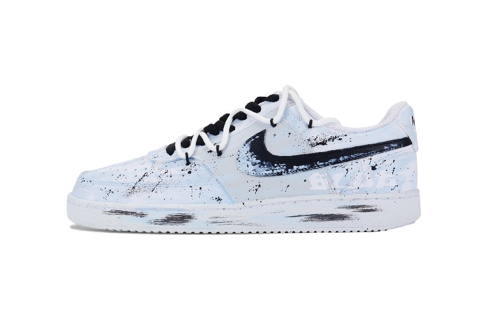 Nike Court Vision 1 Skateboard Shoes Unisex Low-Top White Blue