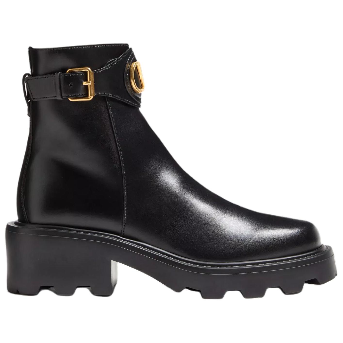 Valentino Logo Plaque Buckle Detailed Ankle Boots Women's