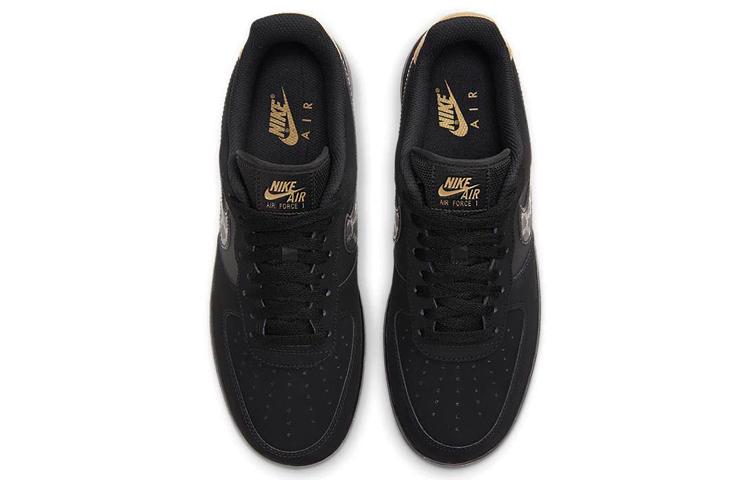 Nike Air Force 1 Low Nubuck Black Metallic Gold 2021