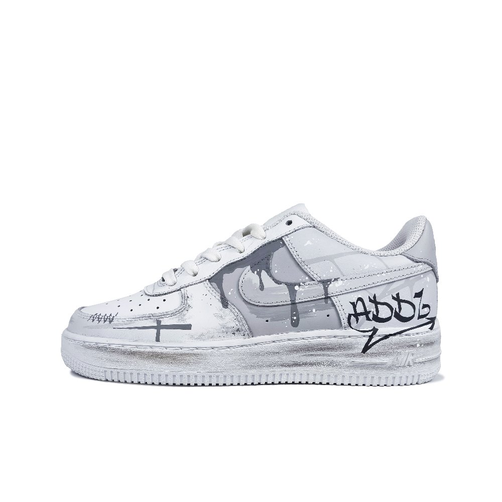 Nike Air Force 1 Anti-Slip Wear-Resistant Low-Top Skateboard Shoes Unisex Gray White