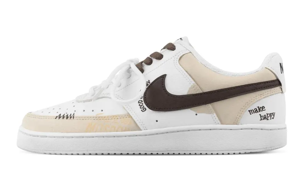 Nike Court Vision 1 Deserted Smoke Like Desert Abrasion Resistant Low top Skateboard Shoes Men's White Brown