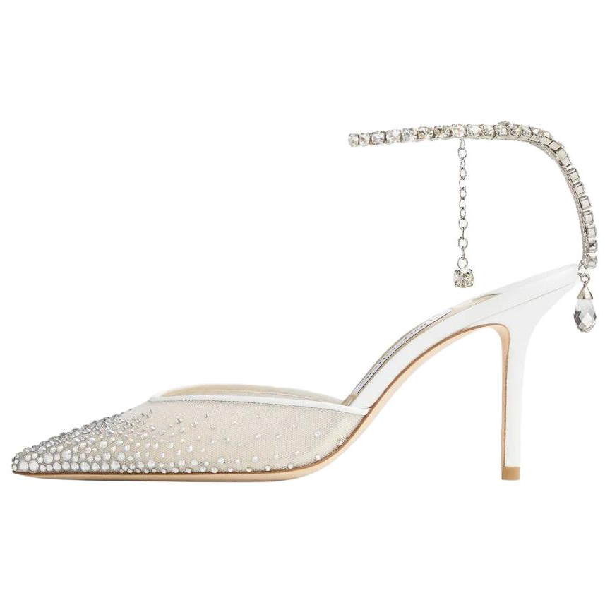 Jimmy Choo Saeda Slim Heel High Heels 8.5cm Women's White