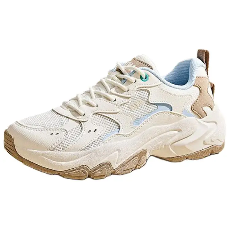 Anta Starry Sea Shock Absorbers Slip Resistant Breathable Low top Chunky Sneakers Women's Ivory White Light Pink Blue