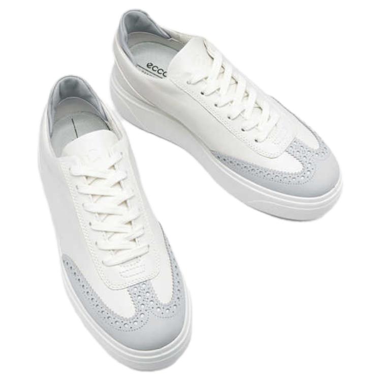 Ecco Street Stage Low Top Skateboard Shoes Women's White Blue