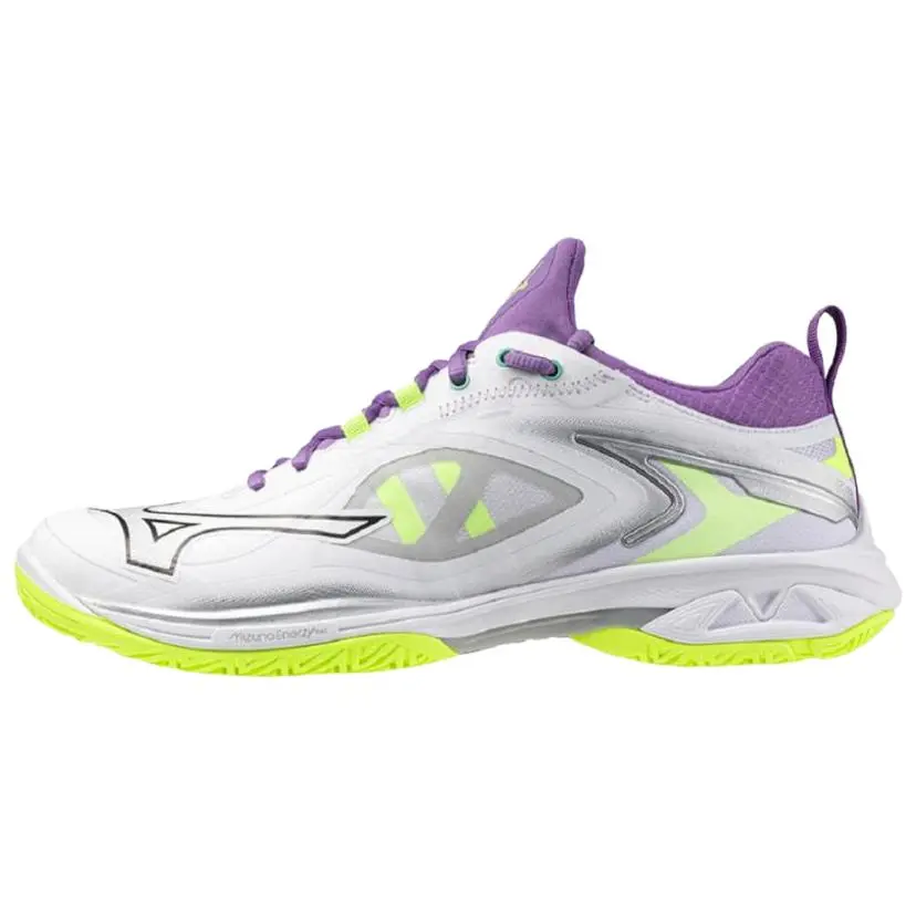 Mizuno Wave Claw Neo Slip Resistant Abrasion Resistant Low top Badminton Shoes Unisex White Gray Purple