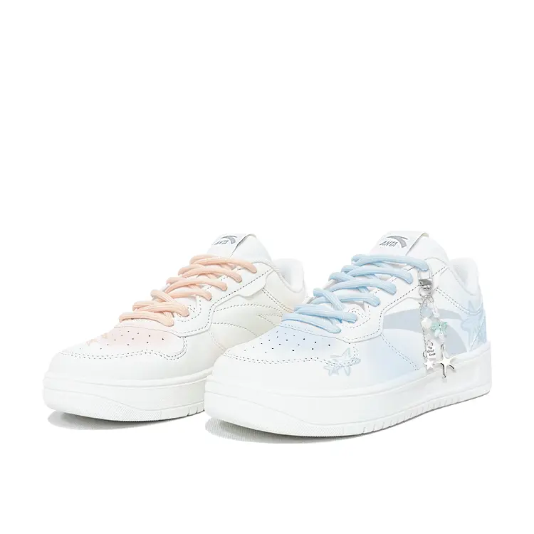 Anta Relaxed Slip Resistant, Abrasion Resistant, Lightweight Low top Skateboard Shoes Unisex Blue Pink Mismatched