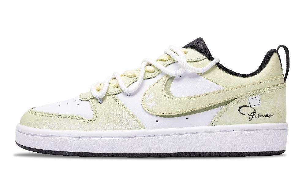 Nike Court Borough Low 2 Matcha Girlish Anti-Slip Wear-Resistant Low-Top Skateboard Shoes GS White Green