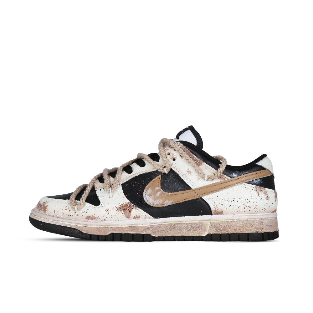 Nike Dunk Slip-Resistant Cushioning Wear-Resistant Low-Top Skateboard Shoes GS Black White Brown
