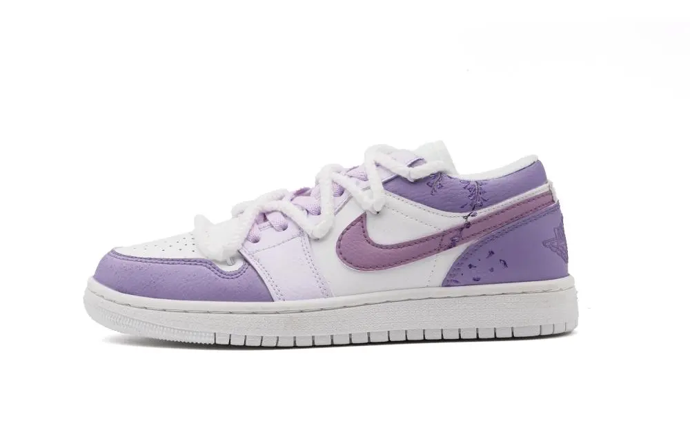 Jordan Air Jordan 1 Abrasion Resistant Low top Vintage Blue Basketball Shoes Women's Purple