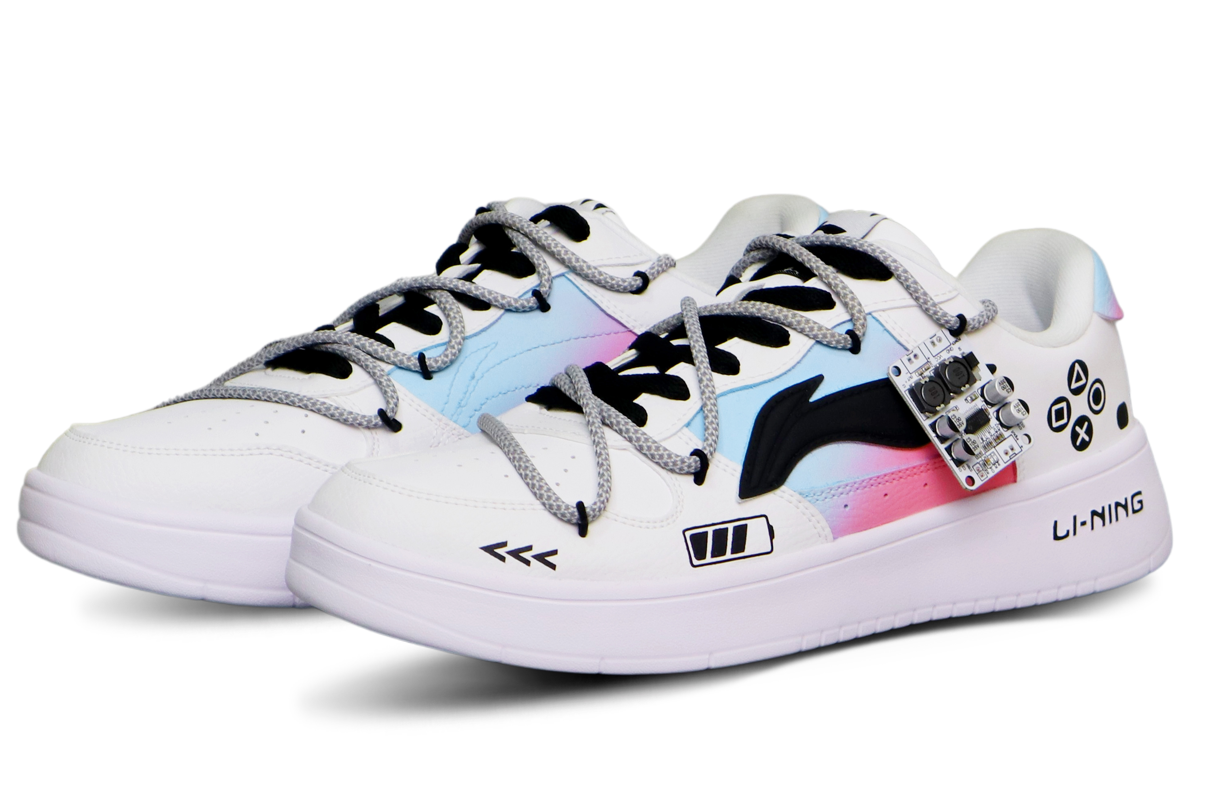 LiNing Sports Life Collection Anti-Slip And Wear-Resistant Breathable Low-Top Skateboard Shoes Men's White Pink Blue купить в интернет-магазине Yoocart с быстрой доставкой по России.