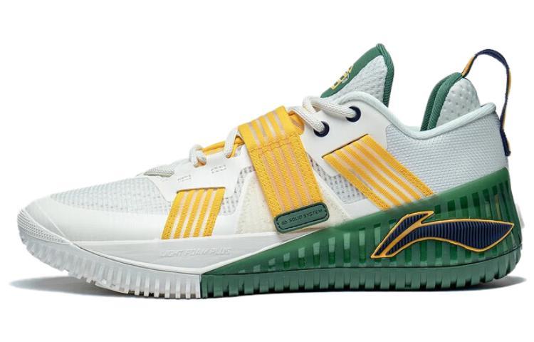 LiNing Rage Shock Absorbers With Slip Resistant Features Low Top Basketball Shoes Men's White Yellow