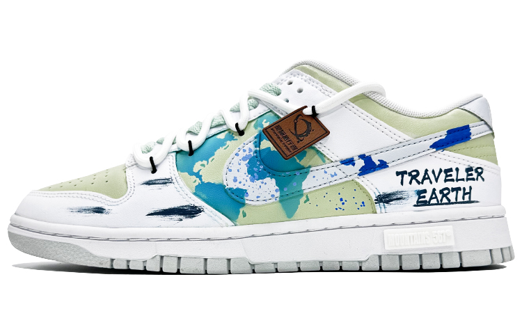 Nike Dunk Skateboard Shoes Women's Low-Top White/Green Blue