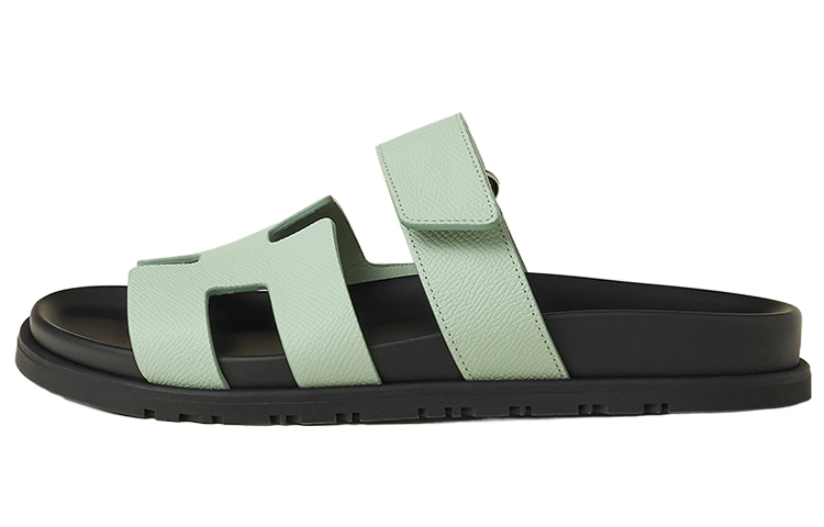 HERMES Chypre Slide Slippers Women's Light Green
