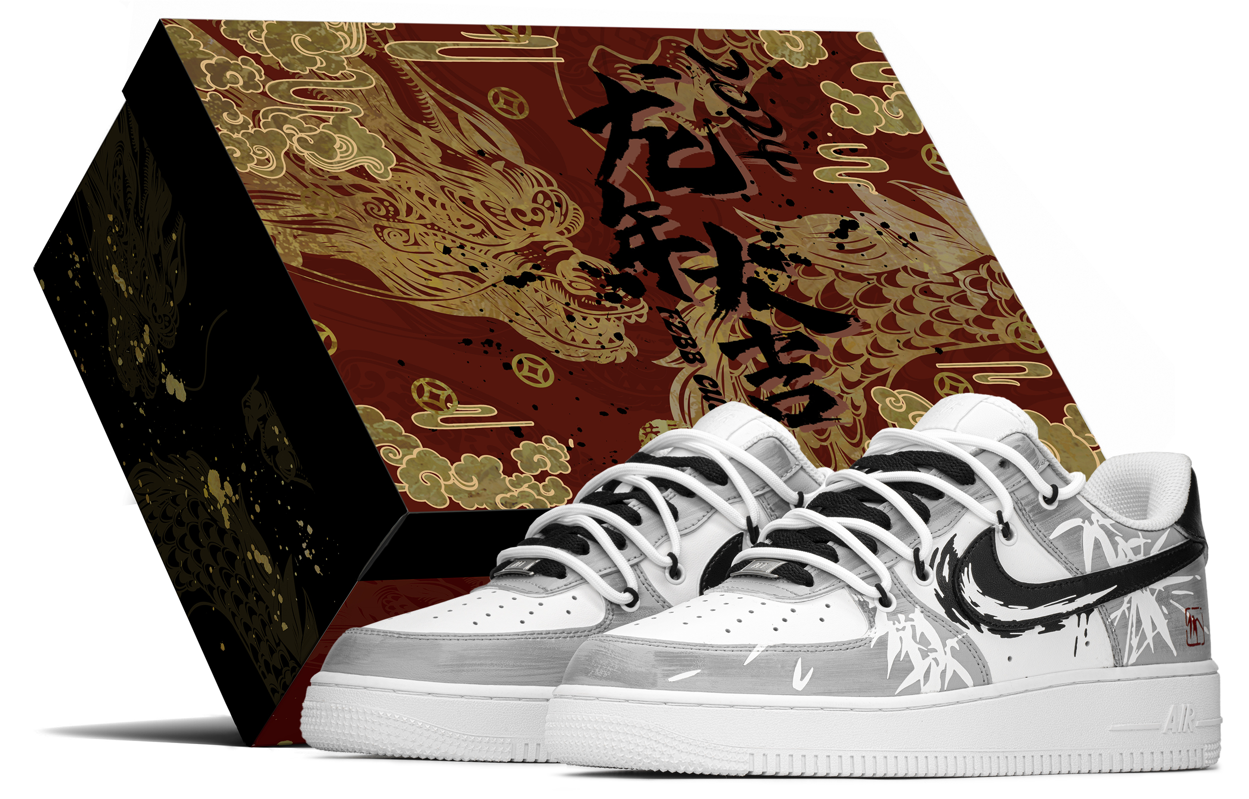 Nike Air Force 1 Low Top Skateboard Shoes Men's Black White Gray