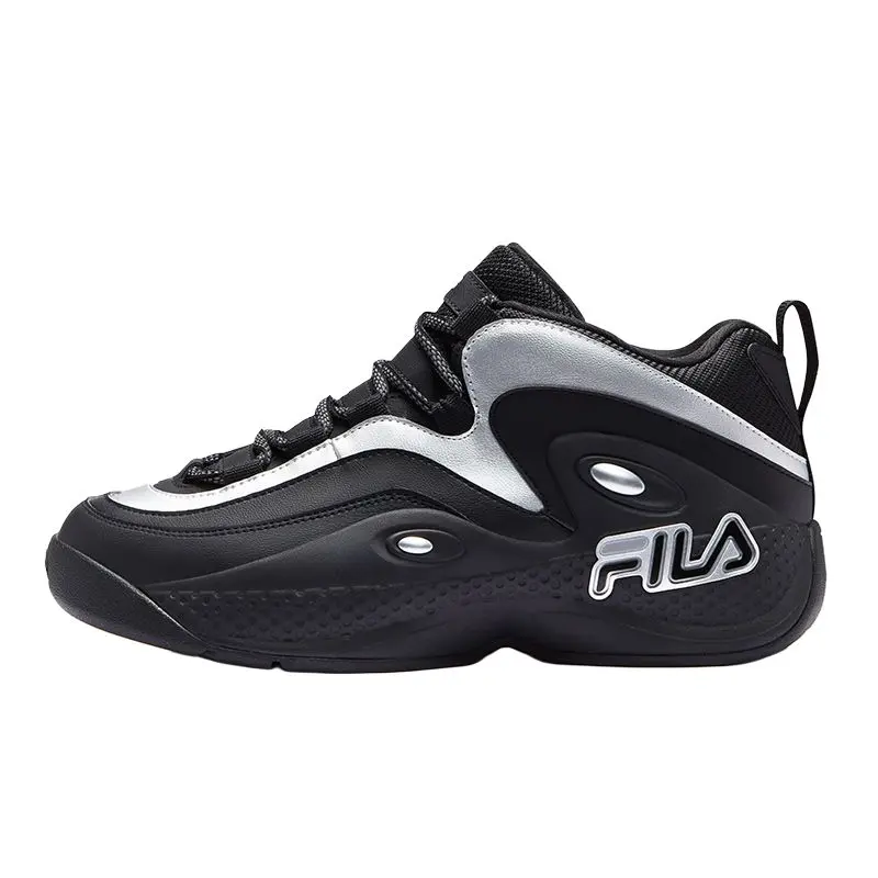 FILA FUSION GH3 Abrasion Resistant Low top Vintage Basketball Shoes Men's Black Silver