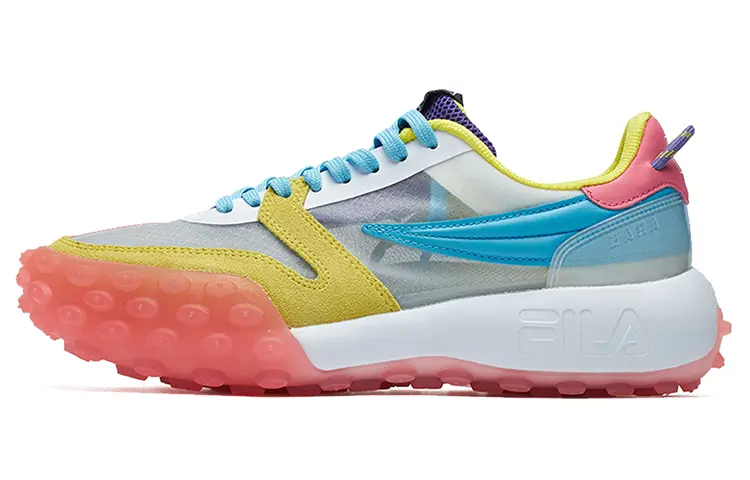 FILA Gara Trendy Versatile Cushioning Abrasion Resistant Breathable Low top Chunky Sneakers Women's White Yellow