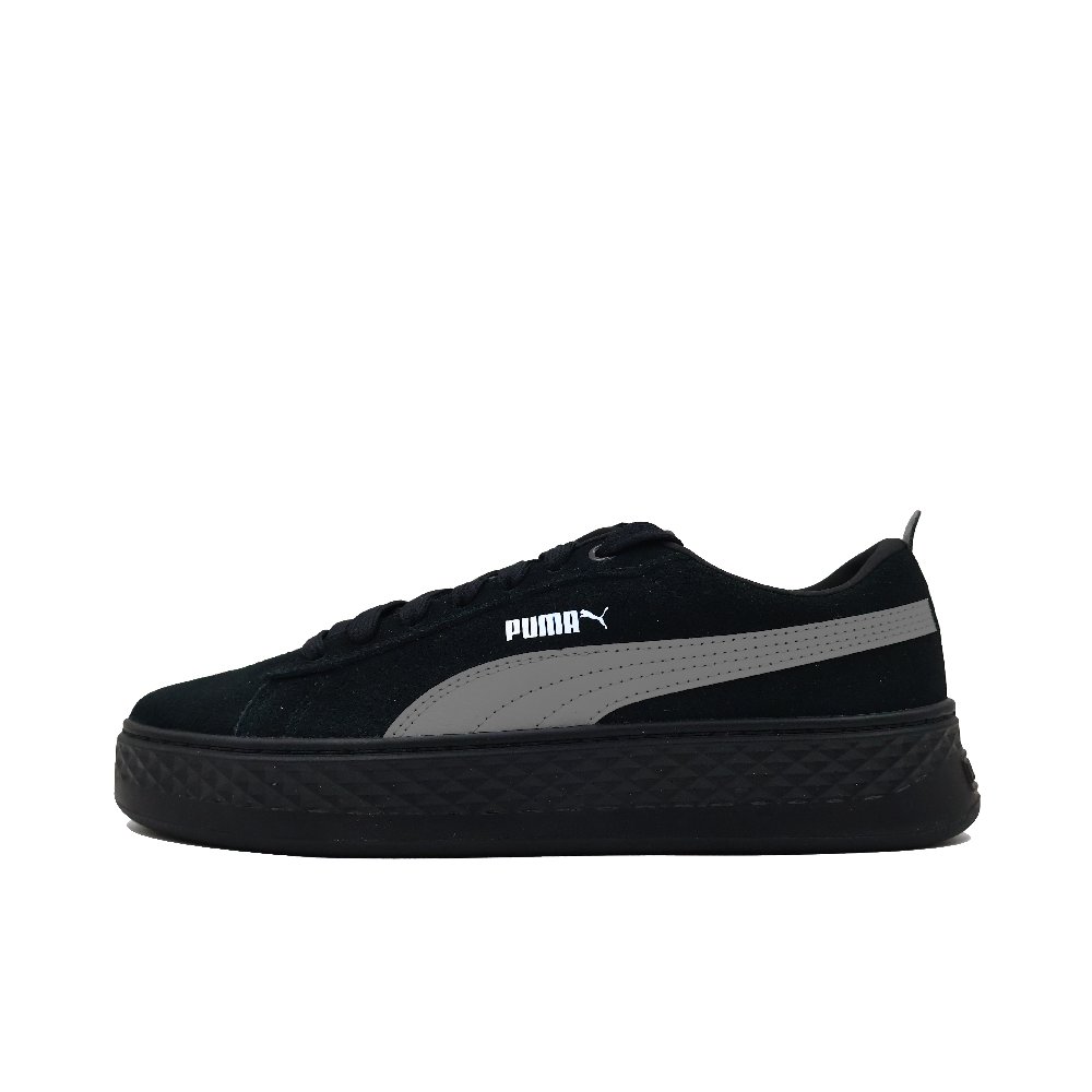 PUMA Smash Platform Pitch Black Cushioning, Wear Resistant Low Top Skateboard Shoes Women's Black Gray