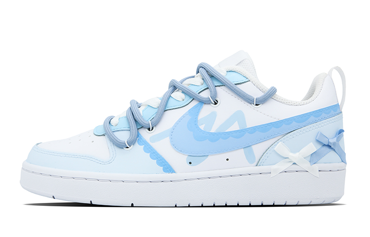 Nike Court Borough Low 2 Low-Top Skateboard Shoes GS White Blue