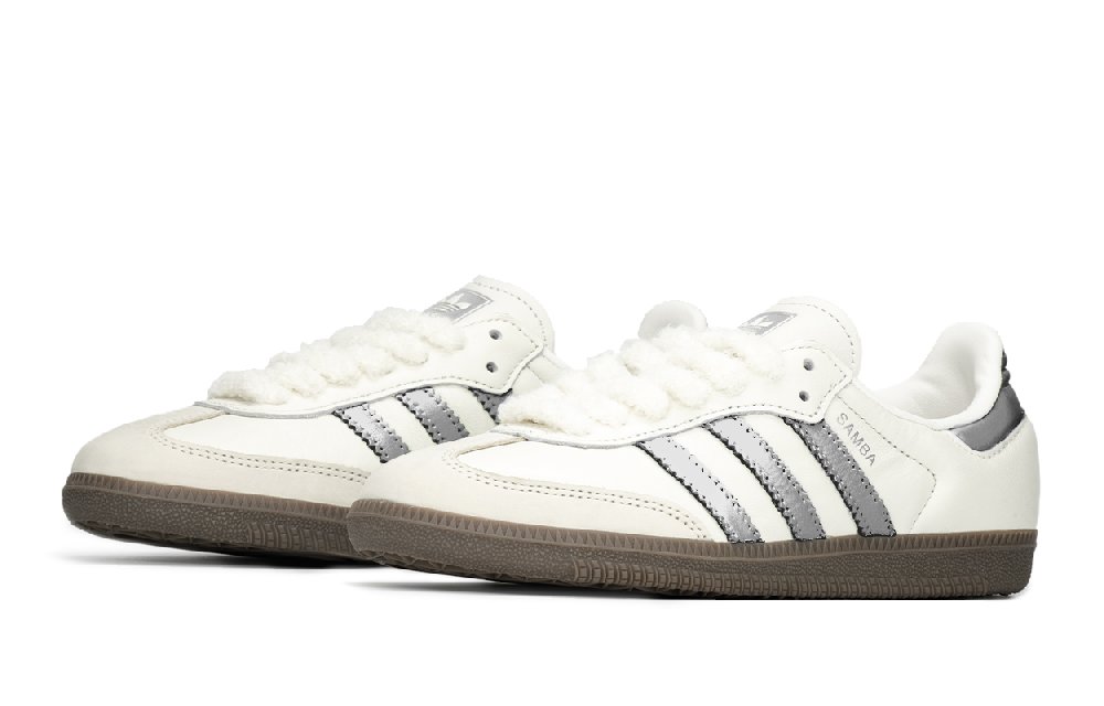 Adidas Originals SAMBA OG Low Top Skateboard Shoes Women's White Silver