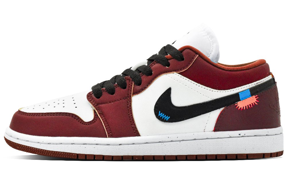 Jordan Air Jordan 1 Black Red Collaboration Low Top Vintage Basketball Shoes Unisex White Red
