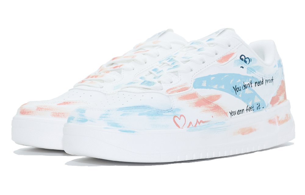 Anta Relaxed Coverage Slip Resistant And Abrasion Resistant Low Top Skateboard Shoes Women's Blue Pink Mismatched