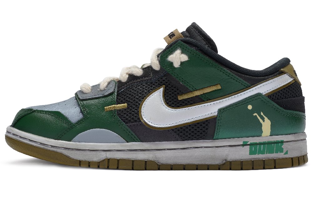 Nike Dunk Low 811 Manufacturing Low Top Skateboard Shoes Men's Black, Green, Gray And White