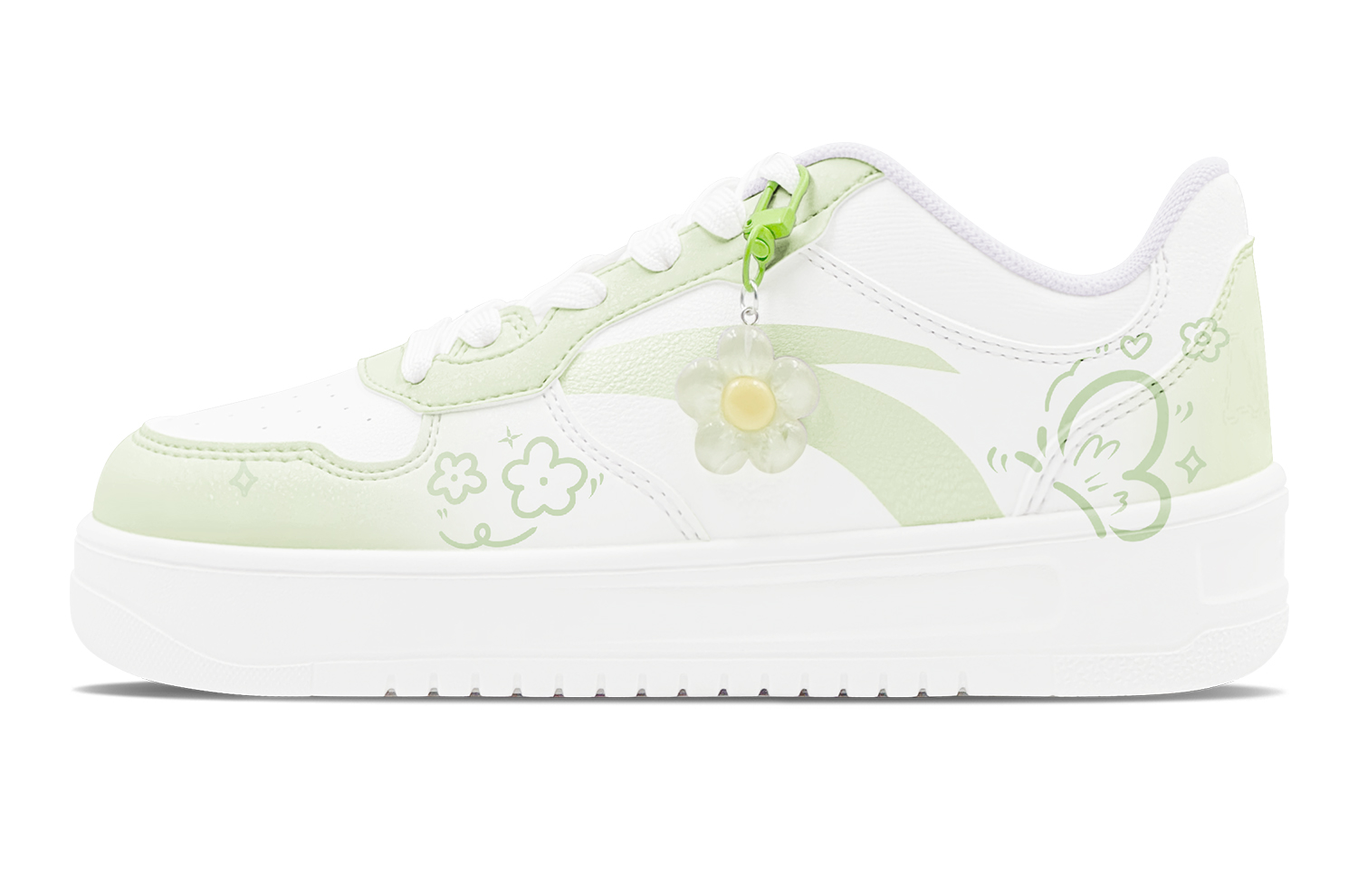 Anta Relaxed Abrasion Resistant Shock Absorbers Low Top Skateboard Shoes Women's White Green