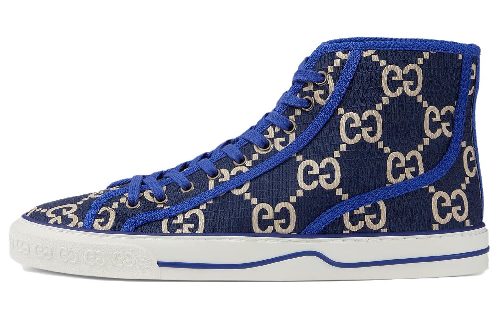 GUCCI Tennis 1977 High Top Skateboard Shoes Men's Blue
