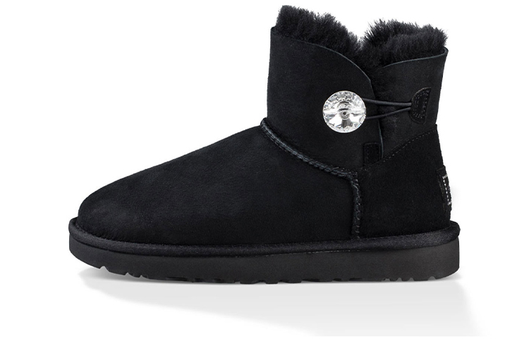 UGG Mini Bailey Button Bling Fleece Lined 'Black White' Women's
