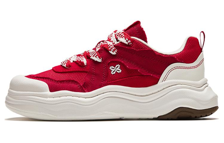 Anta Life Collection Lava Cake Anti-Slip And Wear-Resistant Breathable Low-Top Skateboard Shoes Women's Red White