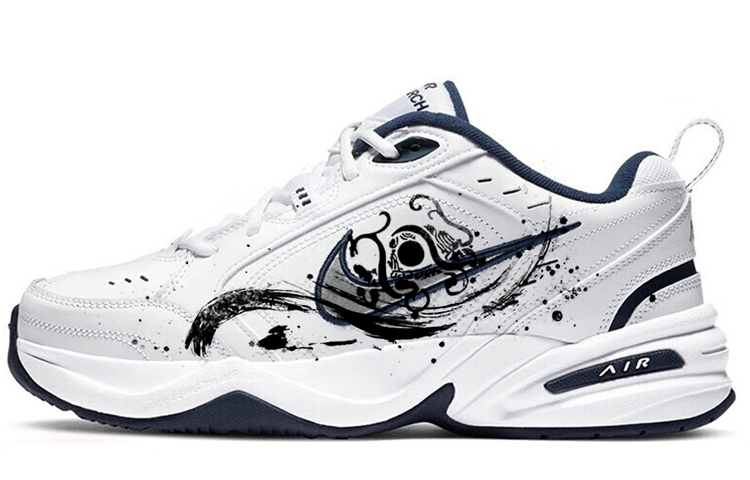 Nike Air Monarch 4 Anti Slip And Wear Resistant Height Increasing Low Top Chunky Sneakers Unisex Navy Blue