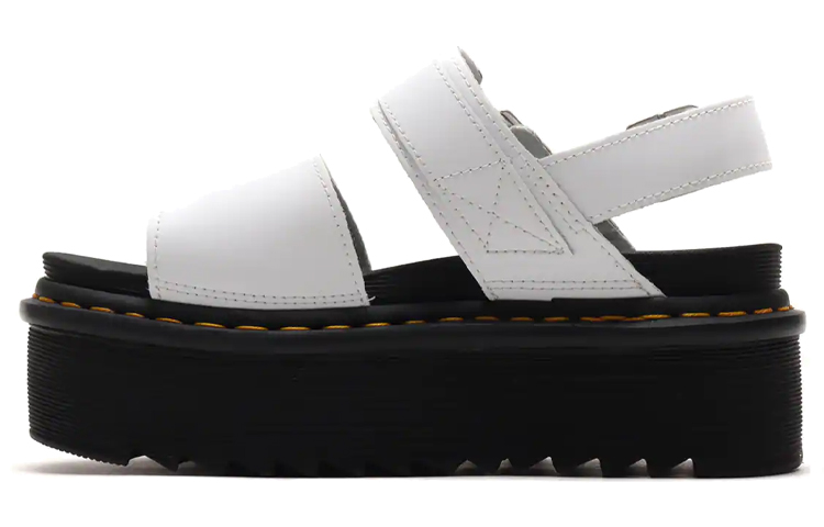 Dr. Martens Voss Leather Thick Bottom Sandals White Women's