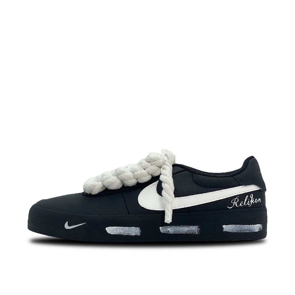 Nike Court Shot Abrasion Resistant Low Top Skateboard Shoes Men's Black White