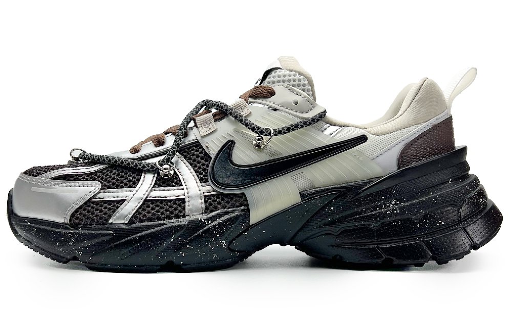 Nike V2K Run Shock Absorbers Slip Resistant Abrasion Resistant Low Top Running Shoes Women's Dark Brown